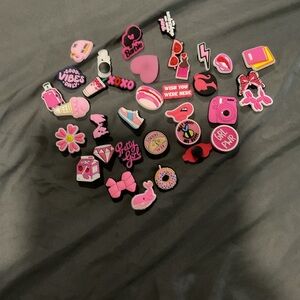 Pink and Black crocs/clog jibbitz Charms Set